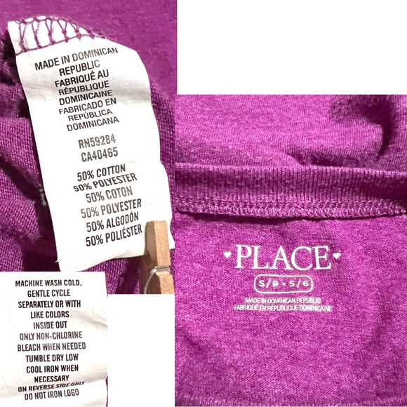 Children’s Place S 5/6 Purple Heather shirt w/Animals in Desserts & Hashtags - Picture 8 of 8